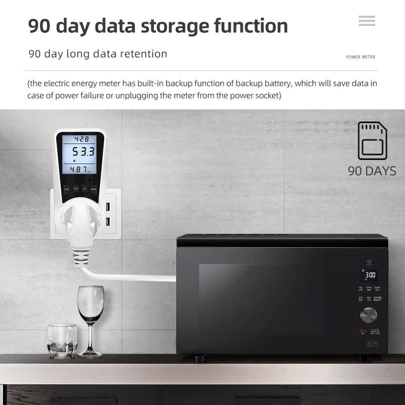 Medidor de Energia Digital, Wattímetro Ac, Consumo Elétrico, Tomada ue/br/fr, Tomada de energia, Quilowatt, Voltagem, Monitor