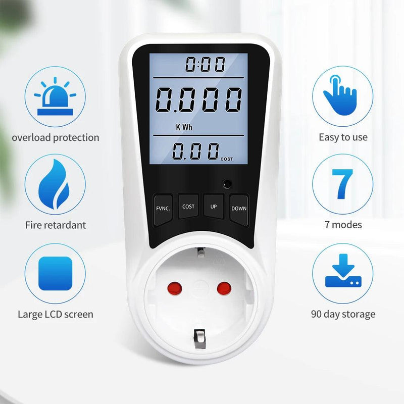 Medidor de Energia Digital, Wattímetro Ac, Consumo Elétrico, Tomada ue/br/fr, Tomada de energia, Quilowatt, Voltagem, Monitor